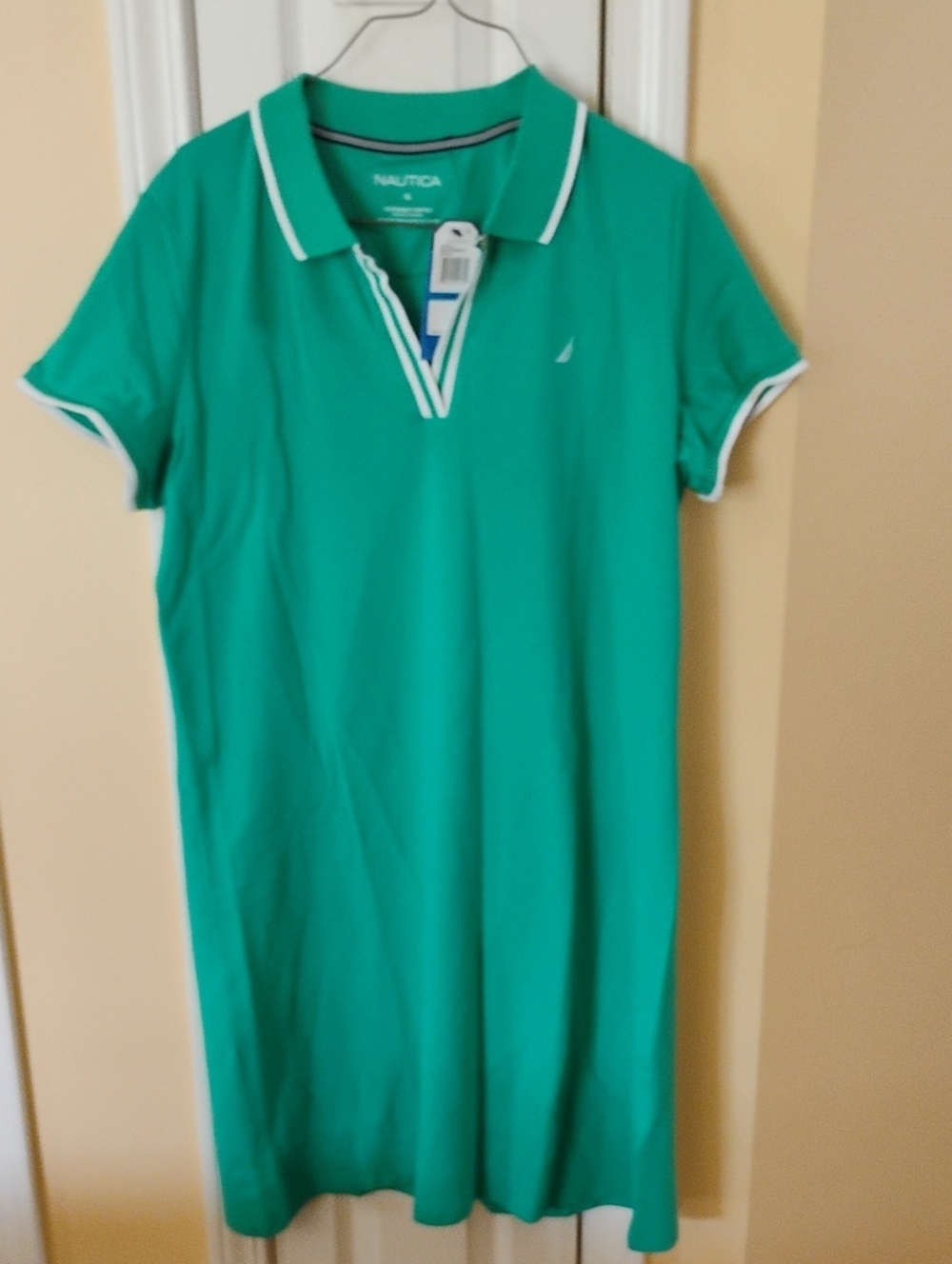 Nautica Teal Polo Shirt Dress with White Trim
